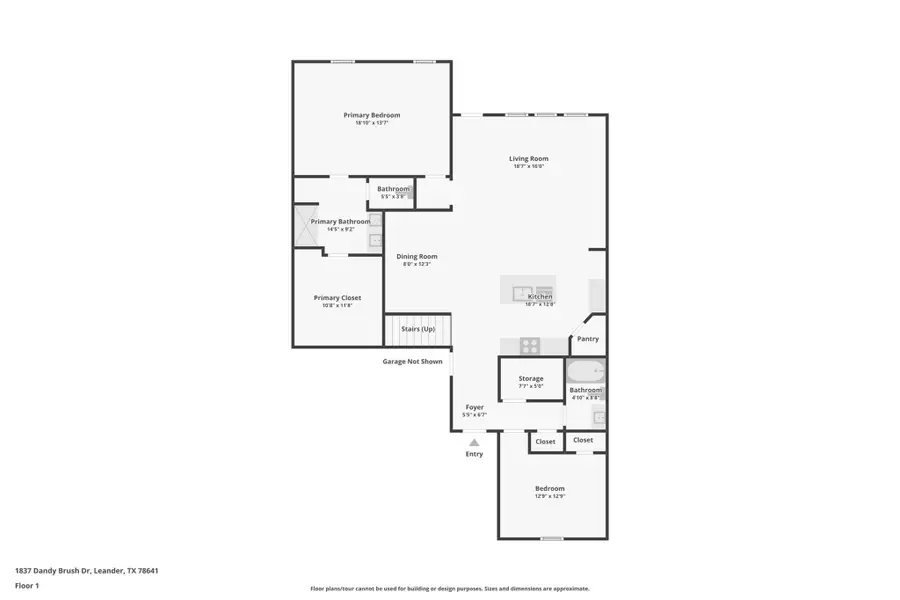 2D floor plan layout of this home in Bar W Ranch, Leander, TX (Image 6).