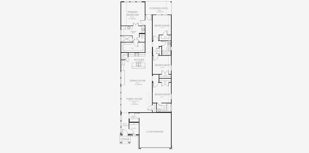 2D floor plan layout for the 1878W by Perry Homes in Wildtree, Montgomery, TX (Image 3).