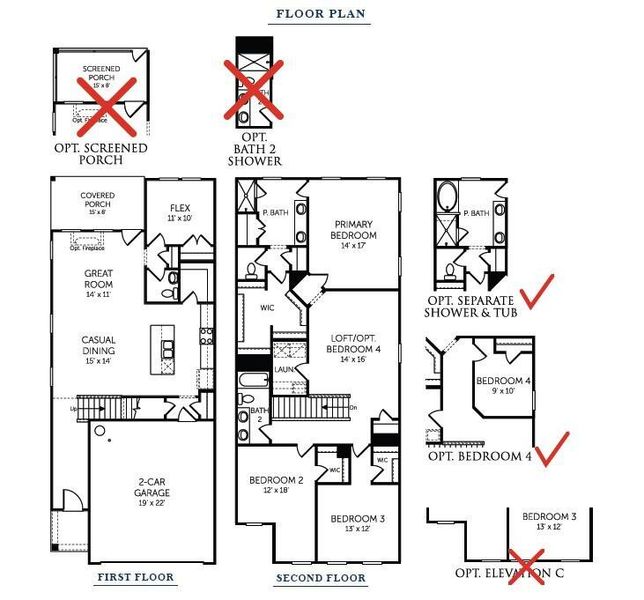 2D floor plan layout of this home in Wildcat Chase, Summerville, SC (Image 4).
