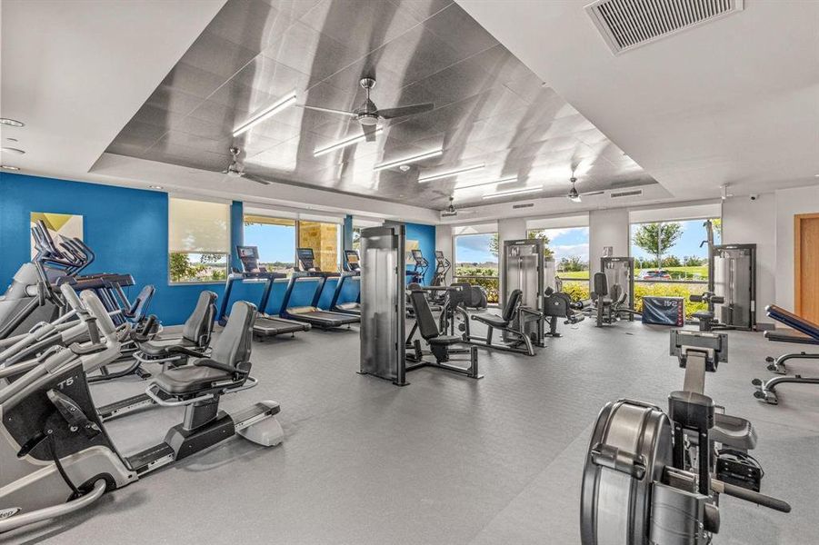 Workout area featuring a ceiling fan Workout area featuring a ceiling fan