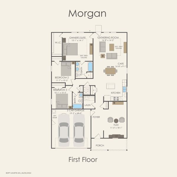 2D floor plan layout for the Morgan by Centex in Vantage, San Marcos, TX (Image 3).