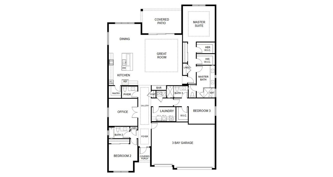 2D floor plan layout for the Seraphina 23 by GHO Homes in High Pointe, Vero Beach, FL (Image 5).