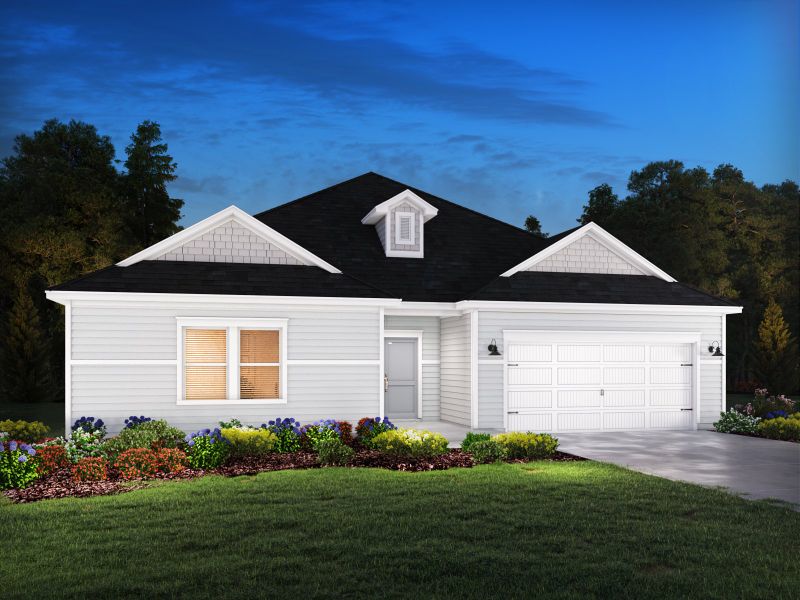 Representative exterior photo of a completed home built from the Edgewood by Meritage Homes in Clear Pond - The Coastline Series, Myrtle Beach, SC (Image 1).