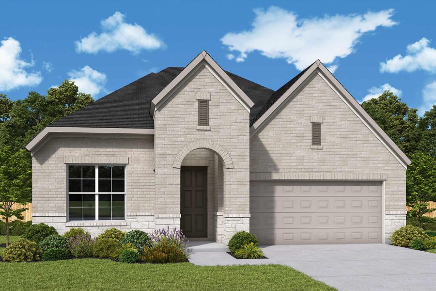 Representative exterior photo of a completed home built from the The Pine by David Weekley Homes in Legacy, League City, TX (Image 1).