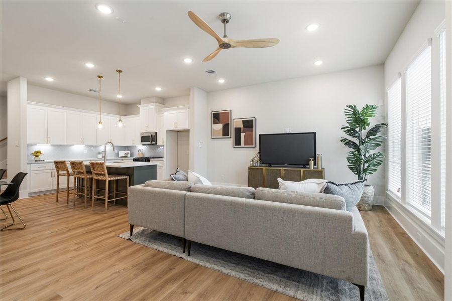 Where mornings start with natural light and evenings wind down in comfort, this living room is designed for the moments in between. Where mornings start with natural light and evenings wind down in comfort, this living room is designed for the moments in between.