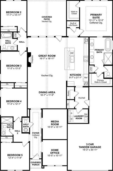 2D floor plan layout of this home in Timberbrook, Justin, TX (Image 3).