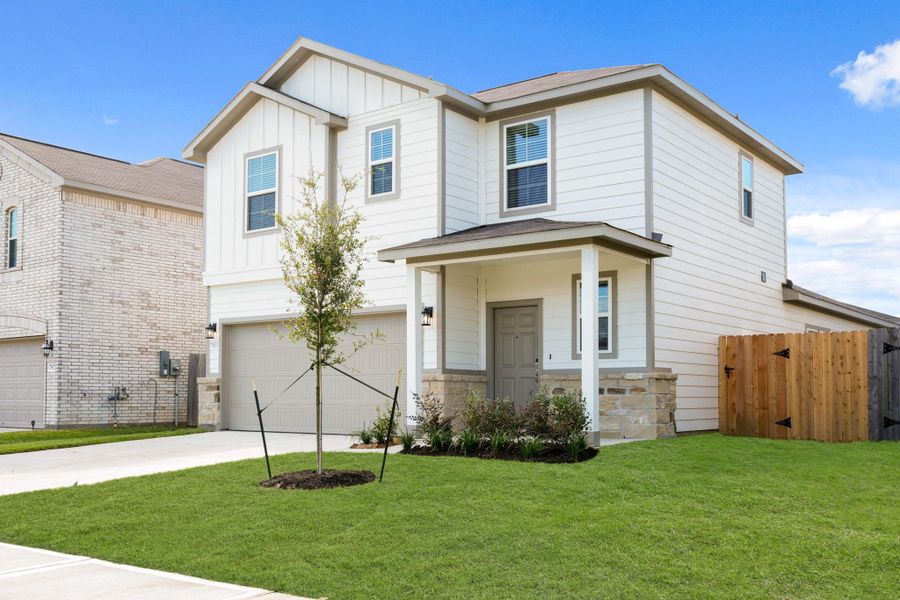 Exterior details and patio area of a home in Willow Trace 45' at Willow Trace, Spring (Image 4).