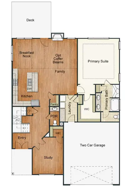 2D floor plan layout for the Hampton by Keystone Homes NC in Viking Ridge, Oak Ridge, NC (Image 3).