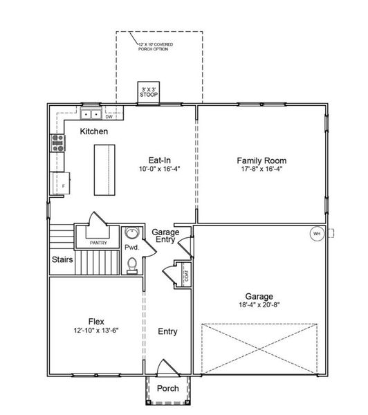 2D floor plan layout for the Russell - Genesis Value Collection by Mungo Homes in Leander Lee Preserve, Lillington, NC (Image 3).