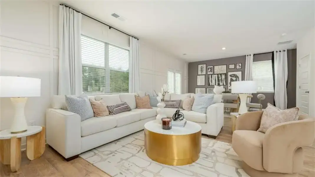Furnished interior view inside a new home in The Village at Sandy Plains, Marietta (Image 15). Furnished interior view inside a new home in The Village at Sandy Plains, Marietta (Image 15).