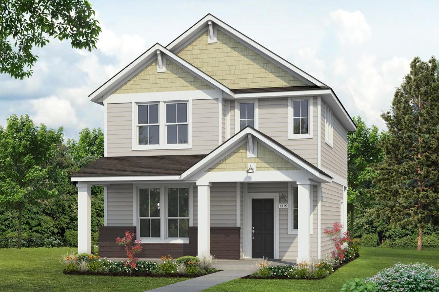 Front exterior of a new home in Harvest Ridge, Elgin, TX, highlighting curb appeal (Image 21).