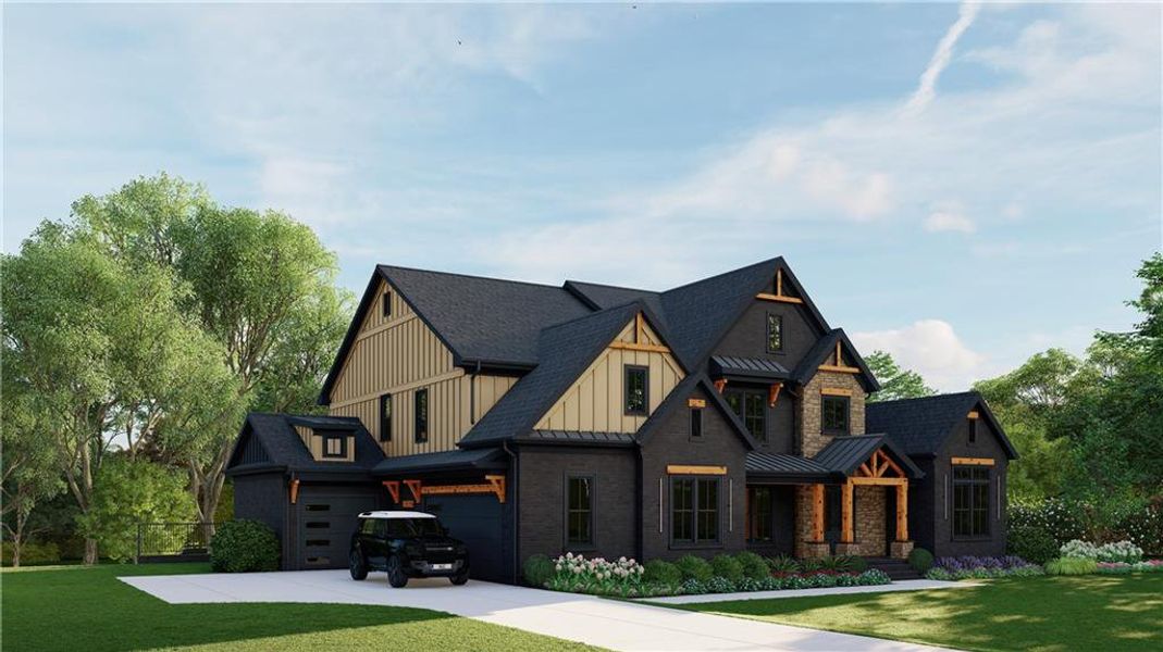Front exterior of a new home in , Conyers, GA, highlighting curb appeal (Image 8). Front exterior of a new home in , Conyers, GA, highlighting curb appeal (Image 8).