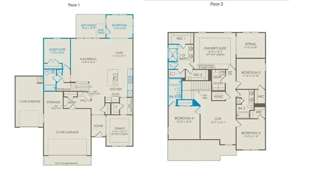 2D floor plan layout of this home in Ashworth Estates, Powder Springs, GA (Image 2).