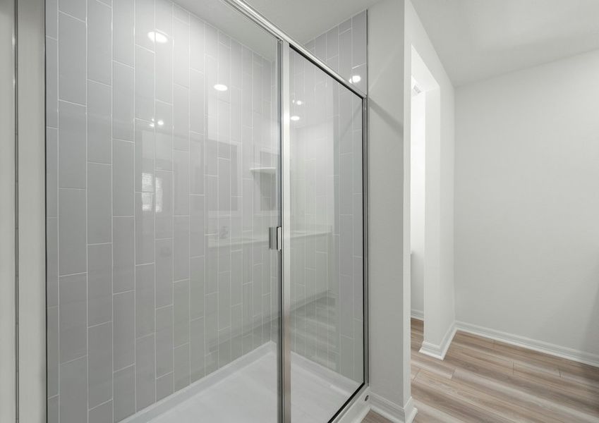 Step-in shower in the master bathroom