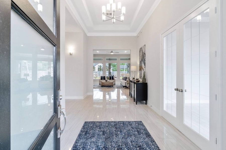 Representative furnished interior of a home built from the Hanover 3968 by J. Patrick Homes in Jubilee 80′ Lots, Hockley (Image 11).