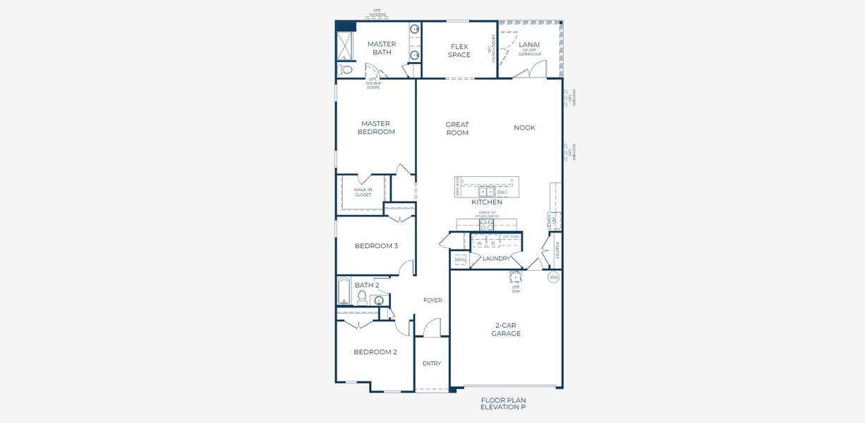 2D floor plan layout for the Drexel by Maronda Homes in Oakstone Farms, Leesburg, FL (Image 4).
