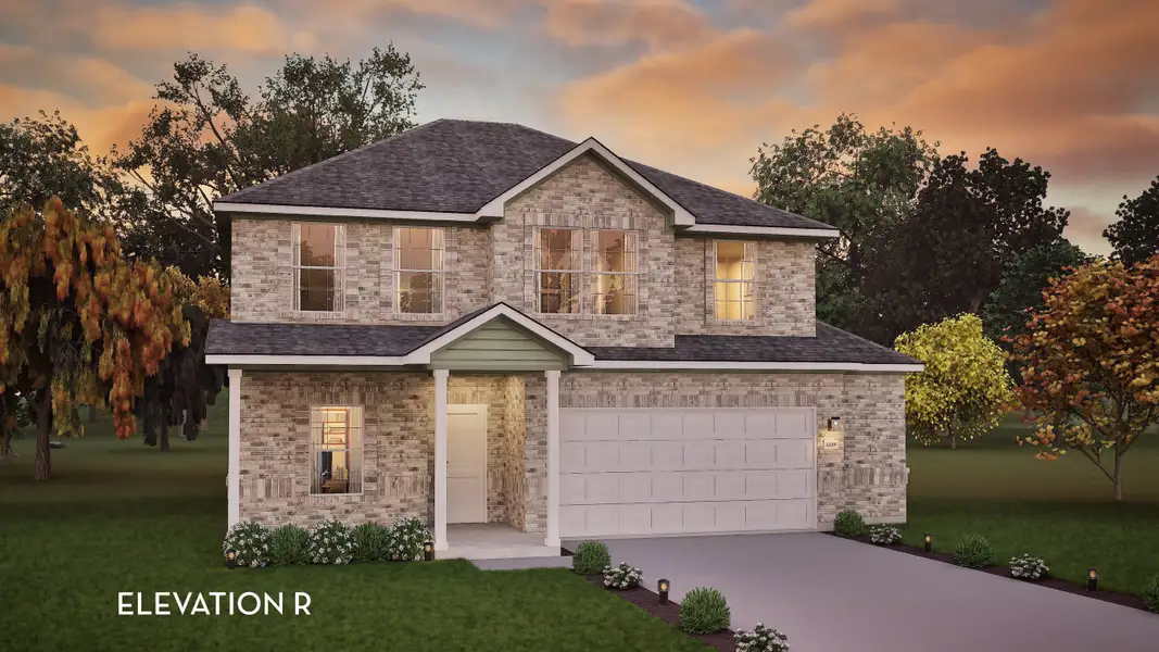 Front exterior of a new home in Sagebrook, Argyle, TX, highlighting curb appeal (Image 1). Front exterior of a new home in Sagebrook, Argyle, TX, highlighting curb appeal (Image 1).