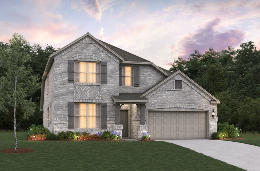 Representative exterior photo of a completed home built from the Avalon by Beazer Homes in Valencia on the Lake, Little Elm, TX (Image 2).
