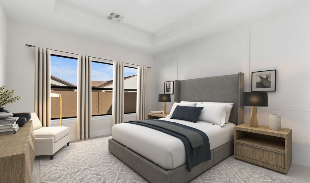 Primary suite with decorative feature wall