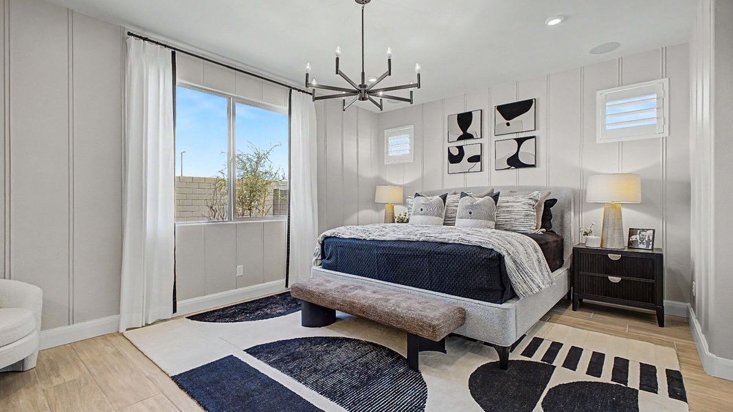 Relaxing, neutral-colored primary suite quick move-in new home by DRB Homes at Saguaro Hills at Vistancia, 32407 N 123rd Dr. Relaxing, neutral-colored primary suite quick move-in new home by DRB Homes at Saguaro Hills at Vistancia, 32407 N 123rd Dr.