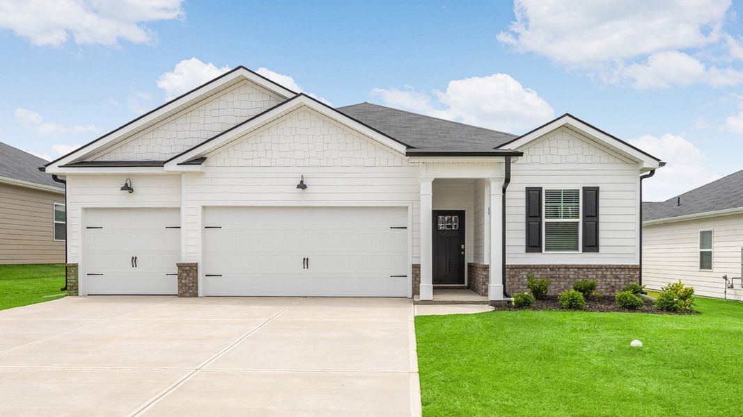 Front exterior of a new home in Highland Hills, Graniteville, SC, highlighting curb appeal (Image 1). Front exterior of a new home in Highland Hills, Graniteville, SC, highlighting curb appeal (Image 1).