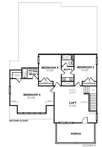 2D floor plan layout for the Cooper N by Saussy Burbank in Nexton - Midtown, Summerville, SC (Image 3). 2D floor plan layout for the Cooper N by Saussy Burbank in Nexton - Midtown, Summerville, SC (Image 3).