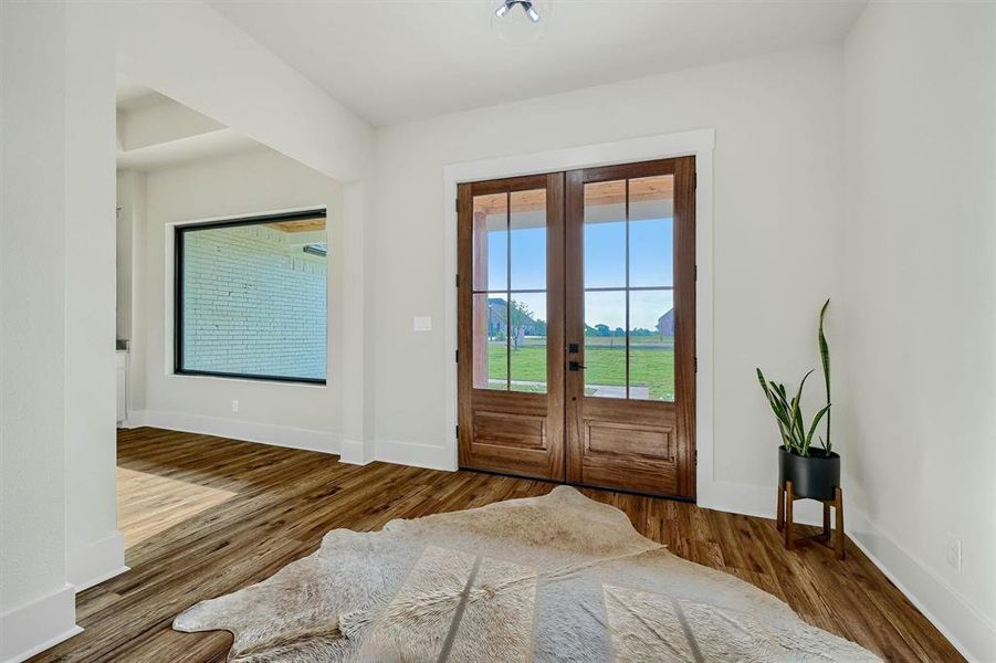 Double front door into the entry way