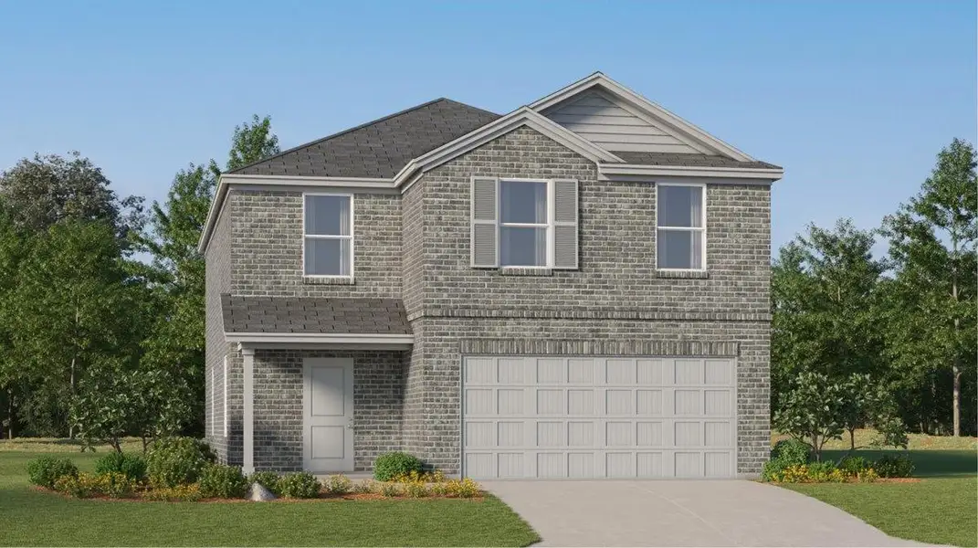 Front exterior of a new home in Magnolia Forest, Montgomery, TX, highlighting curb appeal (Image 2).