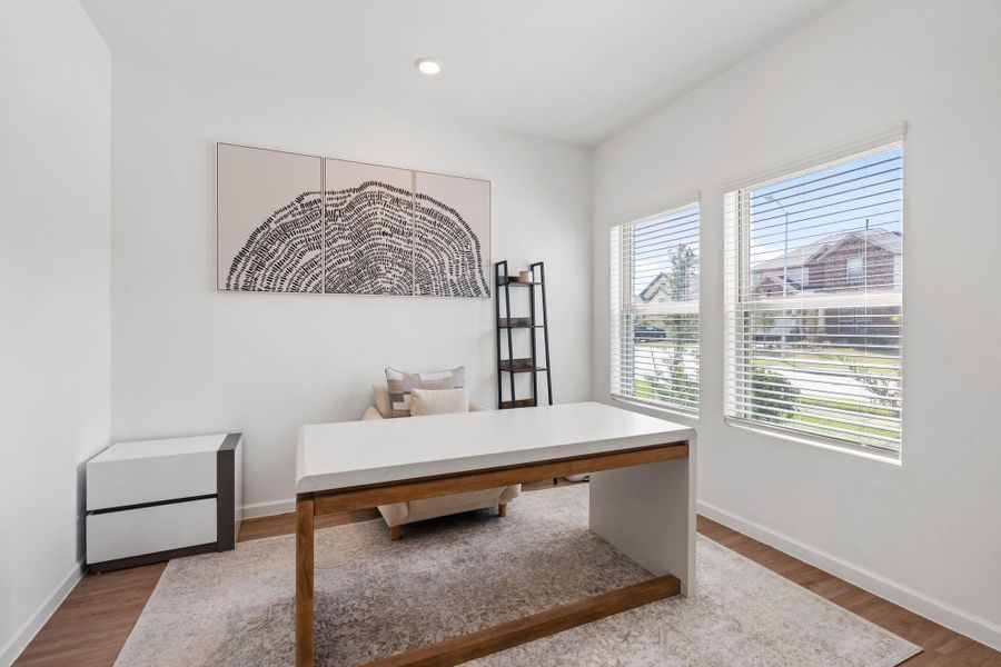 Enjoy working from home in this light and bright private office at the front of the home.
