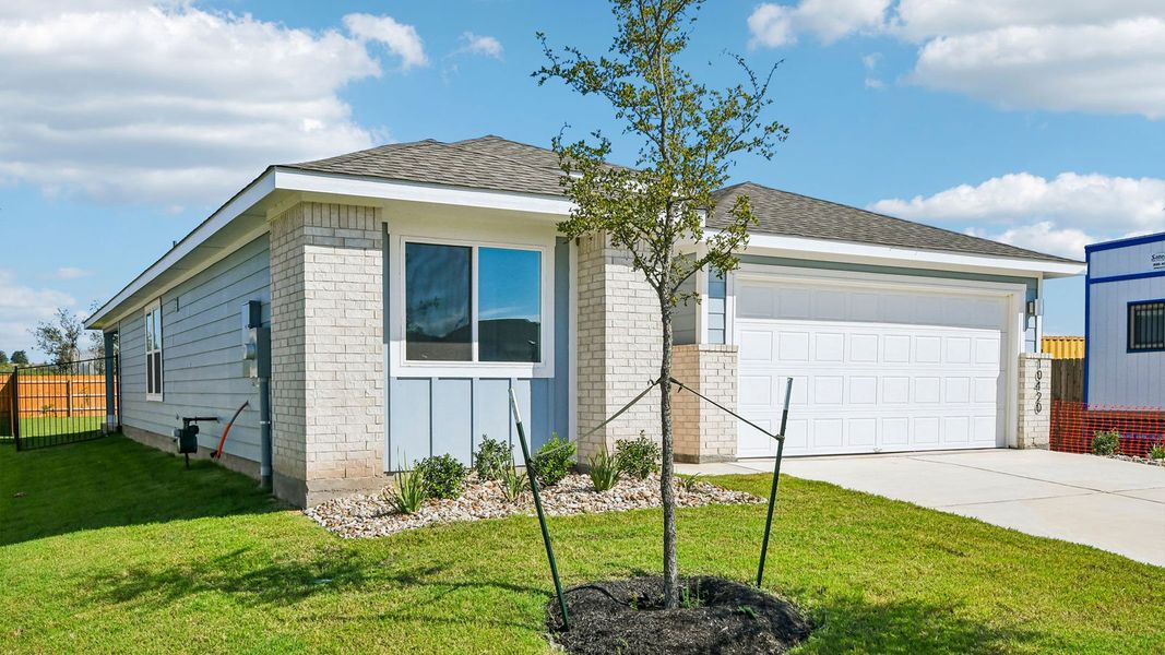 Front exterior of a new home in Trails at Wildhorse, Austin, TX, highlighting curb appeal (Image 20).