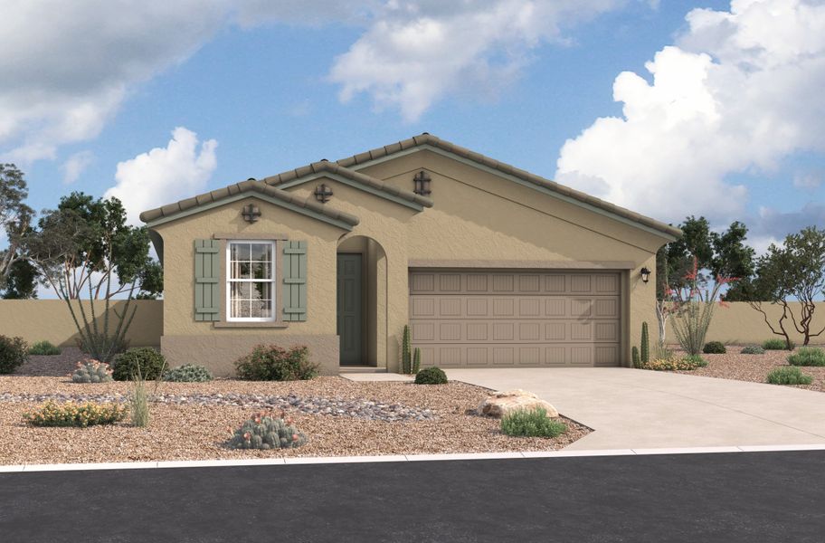 Representative exterior photo of a completed home built from the Shiloh by Beazer Homes in Highpointe at Northpointe, Peoria, AZ (Image 2).