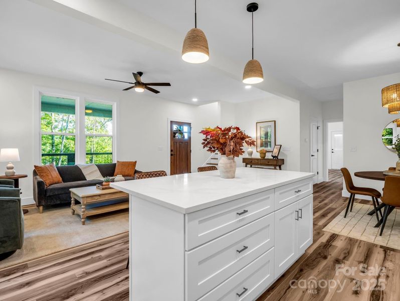 View from kitchen to front of the home