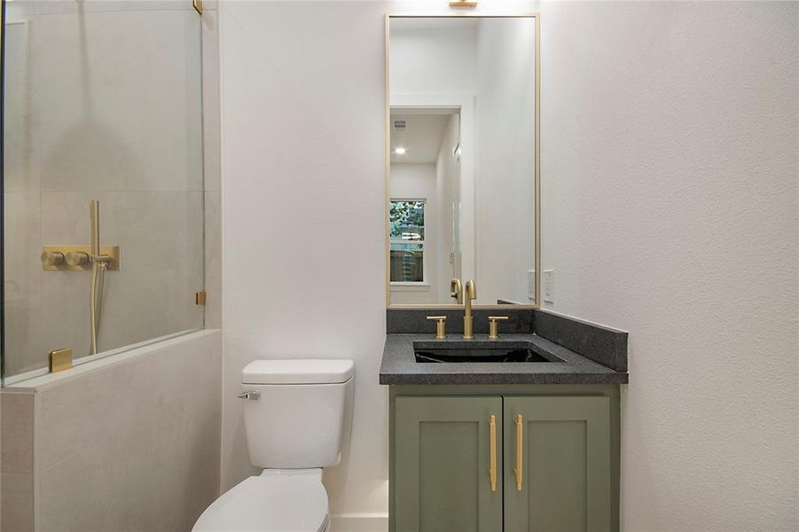 Full bathroom featuring vanity and walk in shower