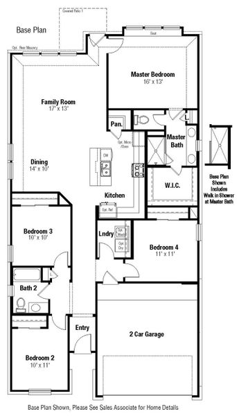 2D floor plan layout of this home in Santa Rita Ranch, Liberty Hill, TX (Image 2).