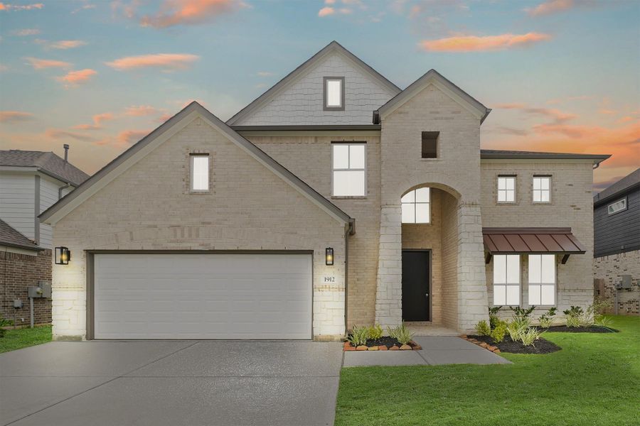 Front exterior of a new home in Barton Creek Ranch, Conroe, TX, highlighting curb appeal (Image 2). Front exterior of a new home in Barton Creek Ranch, Conroe, TX, highlighting curb appeal (Image 2).