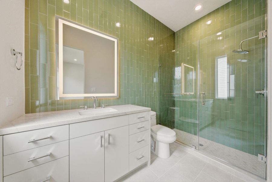 Stylish designer tile with custom smart mirrors.
