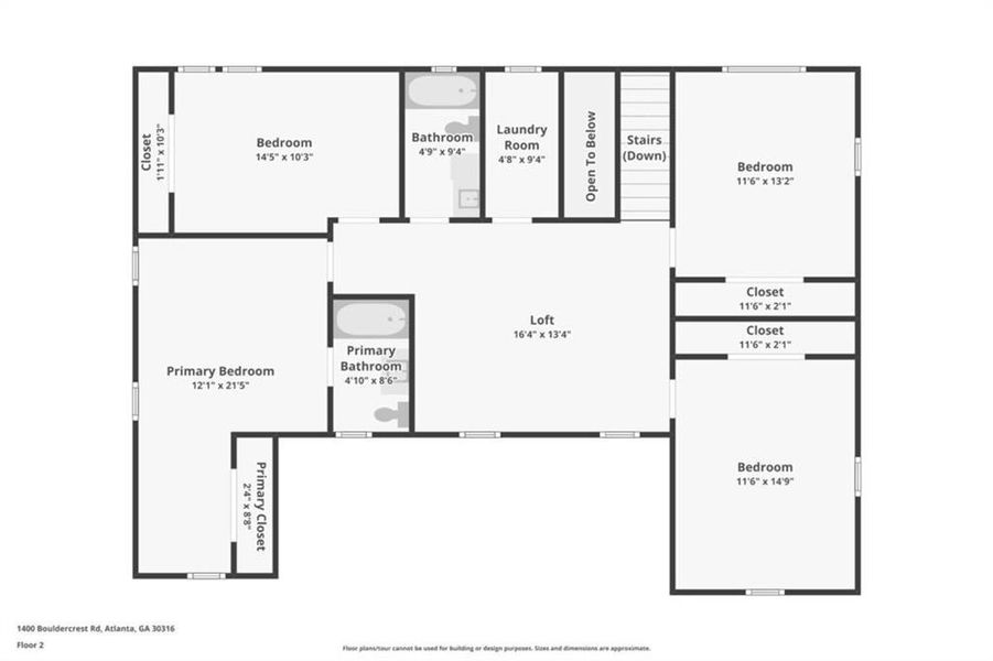 2D floor plan layout of this home in , Atlanta, GA (Image 6).