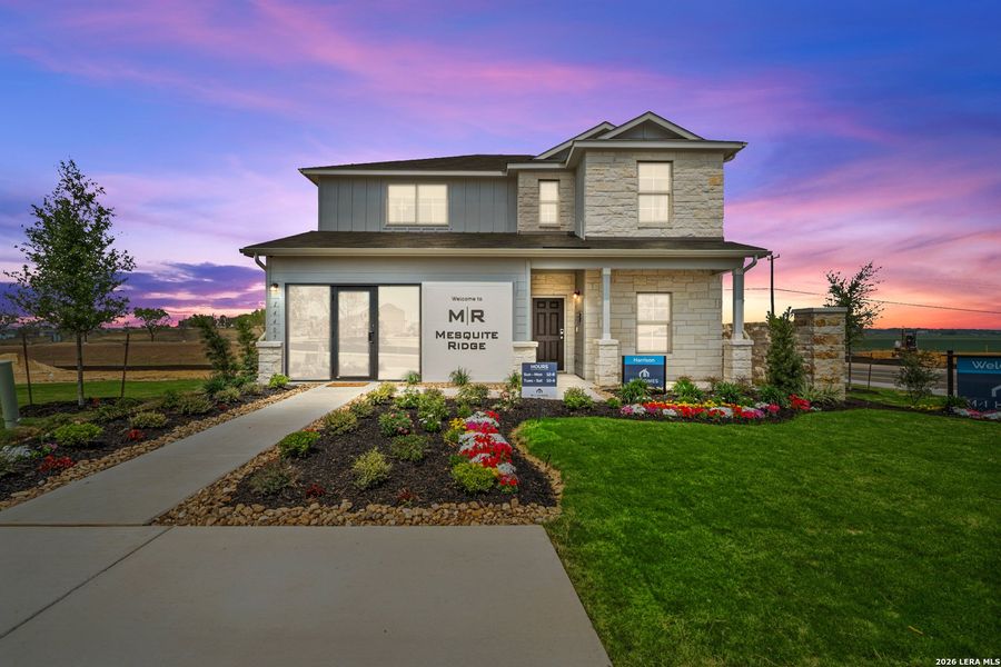 Front exterior of a new home in Mesquite Ridge, San Antonio, TX, highlighting curb appeal (Image 2). Front exterior of a new home in Mesquite Ridge, San Antonio, TX, highlighting curb appeal (Image 2).