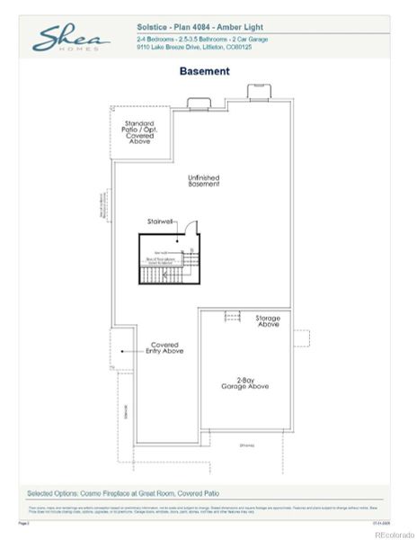 2D floor plan layout of this home in Horizon at Solstice, Littleton, CO (Image 3).