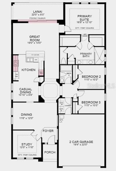 2D floor plan layout of this home in The Cove at West Port, Port Charlotte, FL (Image 4).