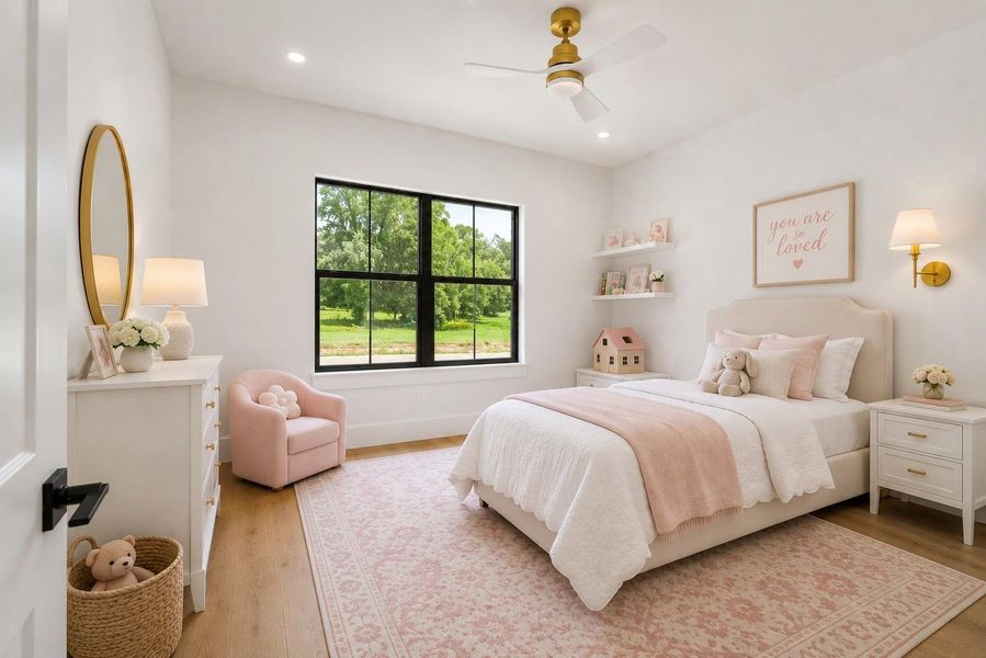 Charming third bedroom with designer-inspired finishes and abundant natural light. VIRTUALLY STAGED Charming third bedroom with designer-inspired finishes and abundant natural light. VIRTUALLY STAGED