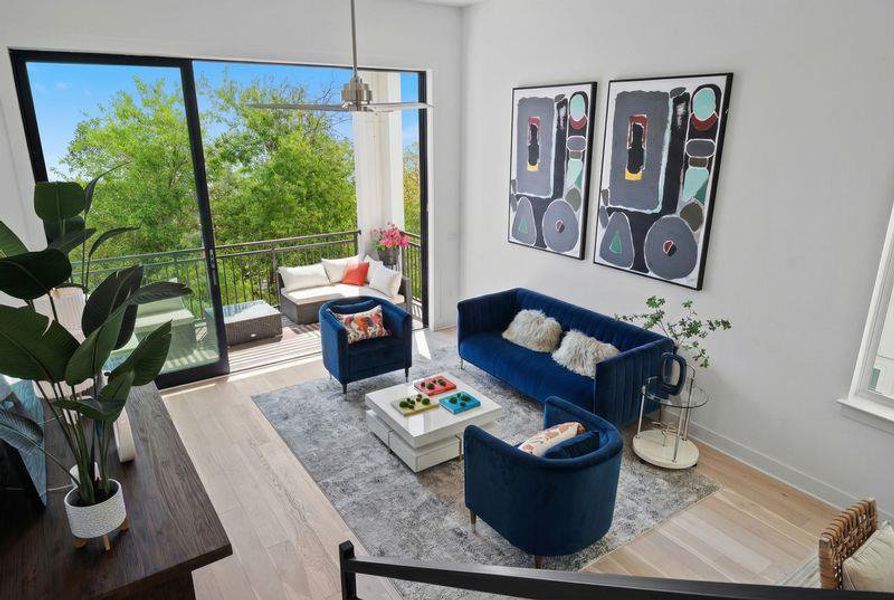 Furnished interior view inside a new home in Bluebonnet Lofts, Austin (Image 6).