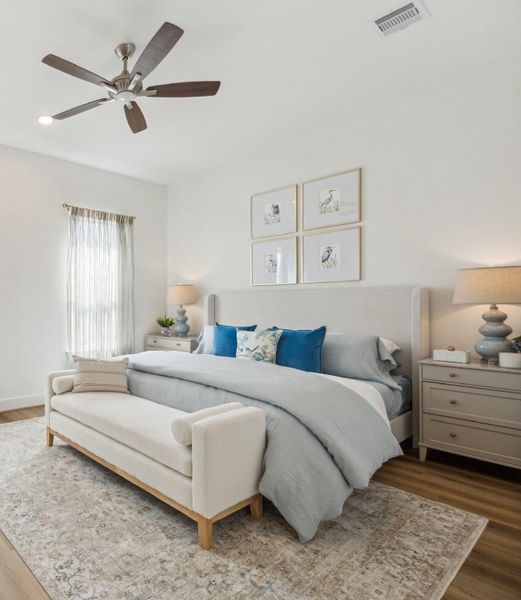 The large primary bedroom has tons of light and windows. The large primary bedroom has tons of light and windows.