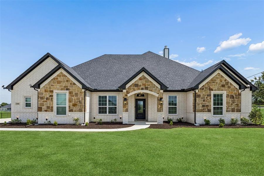 Front exterior of a new home in , Reno, TX, highlighting curb appeal (Image 1). Front exterior of a new home in , Reno, TX, highlighting curb appeal (Image 1).