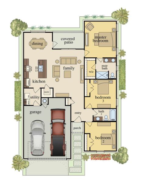 2D floor plan layout for the Bandera by Carothers Executive Homes in Eagle Heights, Salado, TX (Image 2). 2D floor plan layout for the Bandera by Carothers Executive Homes in Eagle Heights, Salado, TX (Image 2).