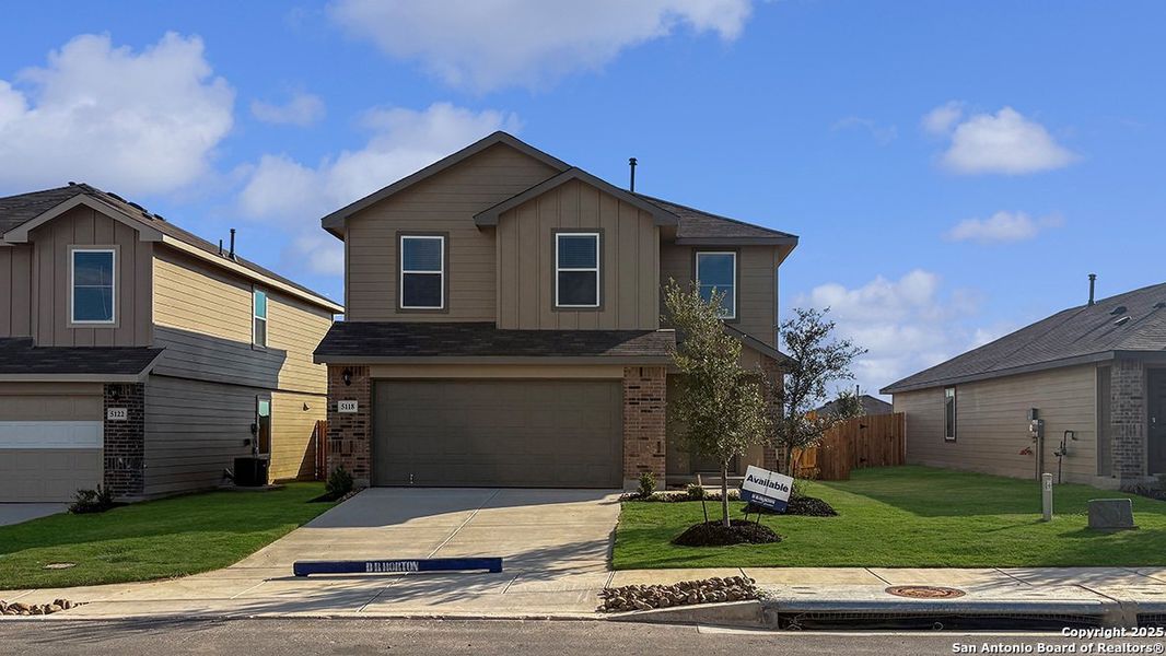 Front exterior of a new home in Langdon, San Antonio, TX, highlighting curb appeal (Image 26).
