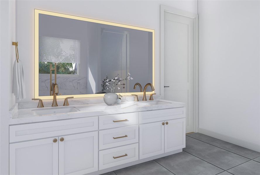 This is an inspirational virtual rendering of the primary bath - finishes are subject to change without notice. This is an inspirational virtual rendering of the primary bath - finishes are subject to change without notice.