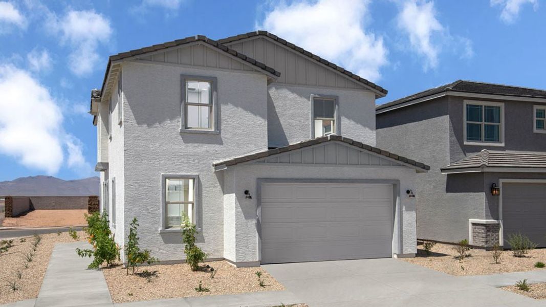 Representative exterior photo of a completed home built from the Stanford by Taylor Morrison in Artisan at Asante Vista Collection, Surprise, AZ (Image 10). Representative exterior photo of a completed home built from the Stanford by Taylor Morrison in Artisan at Asante Vista Collection, Surprise, AZ (Image 10).