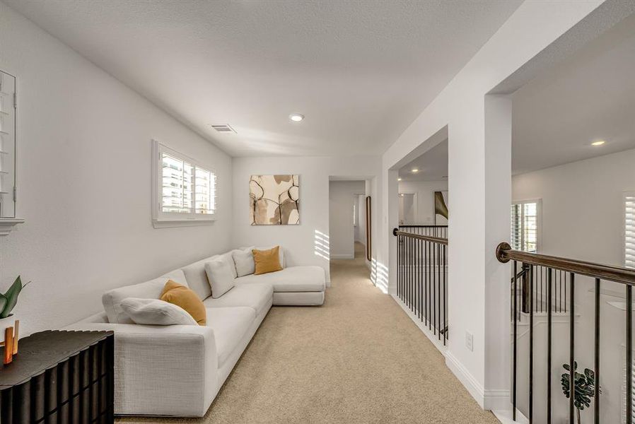 Furnished interior view inside a new home in Fields Villas - Darling Homes, Frisco (Image 27). Furnished interior view inside a new home in Fields Villas - Darling Homes, Frisco (Image 27).