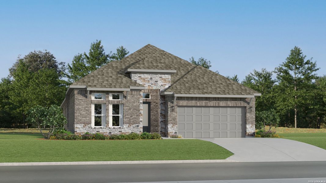 Front exterior of a new home in Navarro Ranch, Seguin, TX, highlighting curb appeal (Image 22).